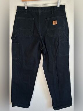 Carhartt Original Dungaree Fit Black Duck Canvas Work Pants Mens 34X32 B11-BLK